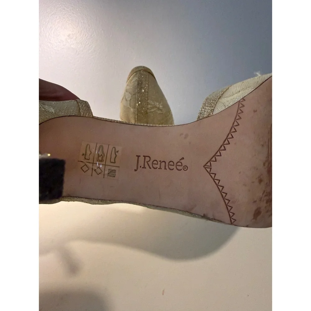 J.Renee Cream Lace Open-Toe Heels